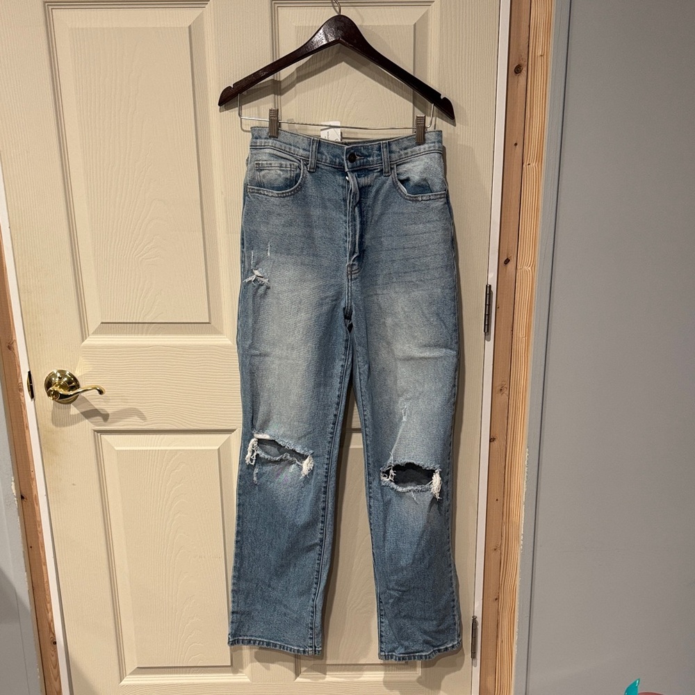 Windsor Blue Distressed Straight Leg Jeans